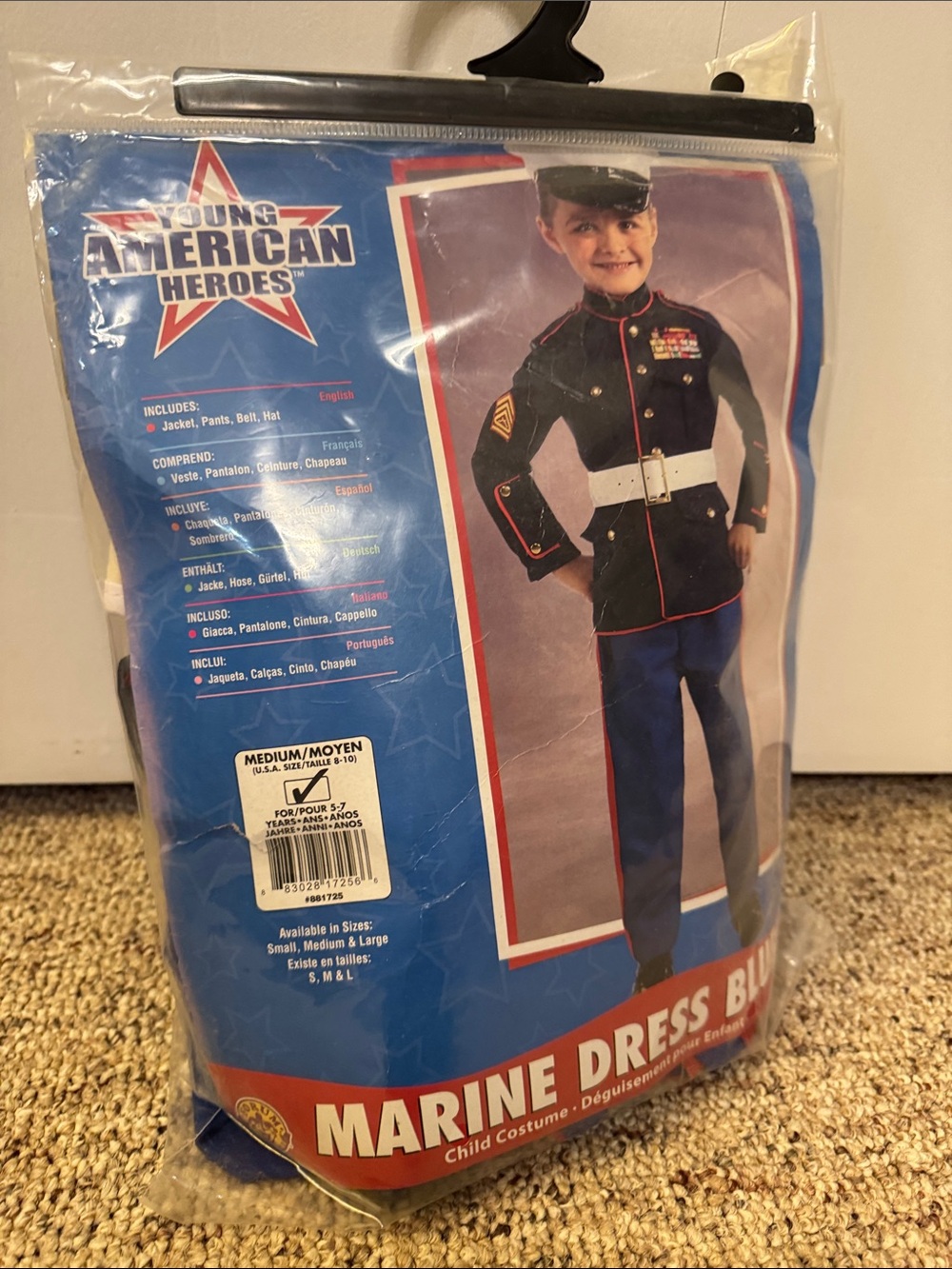 Marine Dress Blue Kids Costume - Black & Blue